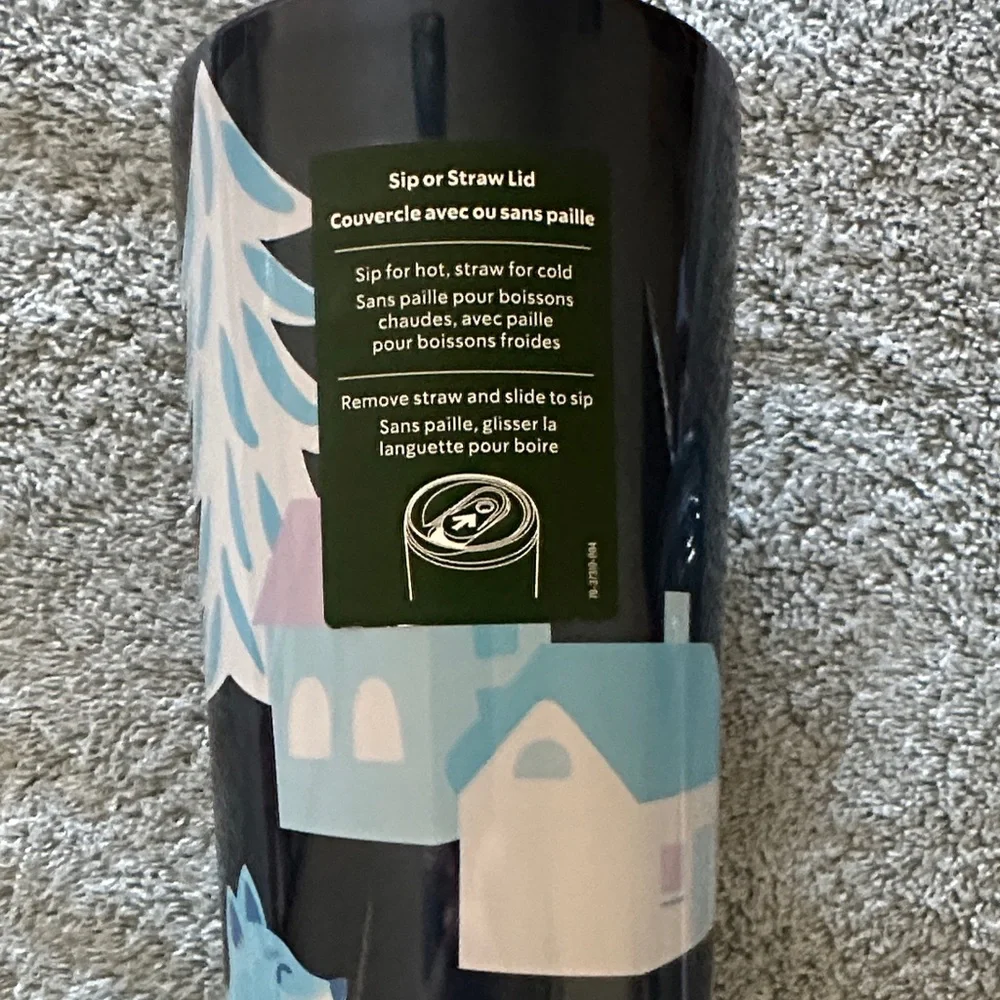 Starbucks 24oz Fox 🦊 Tumbler with Pastel Blue, Lavender, and Pink Trees - Picture 4 of 6
